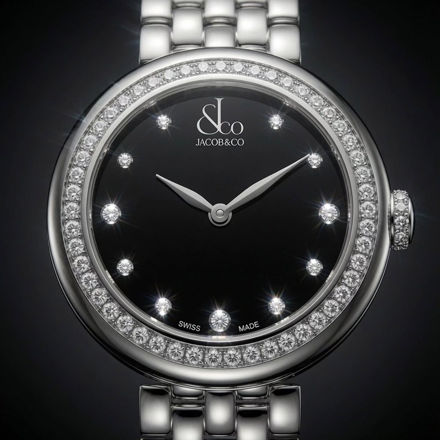Brilliant Stainless Steel Cadran Noir