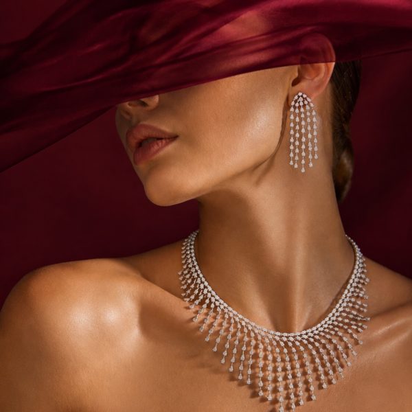 Parure Frange de Diamants & Or Blanc